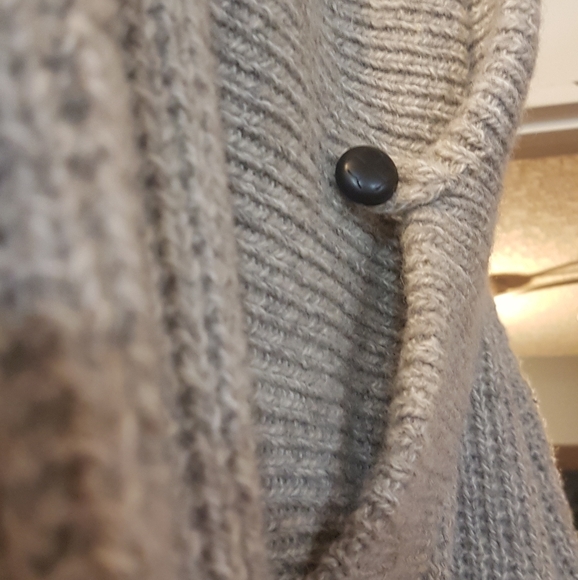 Eddie Bauer Light Brown Wool Sweater Button Loop Shawl Collar Mens Winter L - Picture 8 of 16